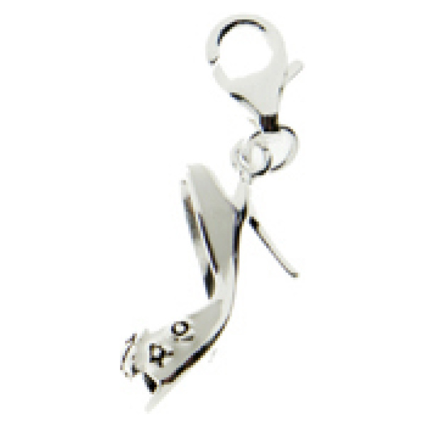 Silver Charm-White Enamel Shoe