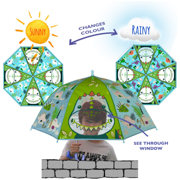 Colour Changing Dome Umbrella Dinosaur